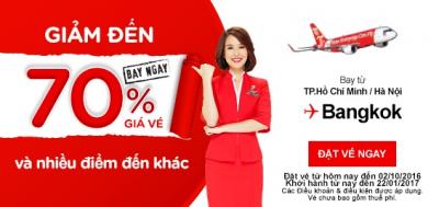 AirAsia giảm đến 70% đường bay đi Thái Lan